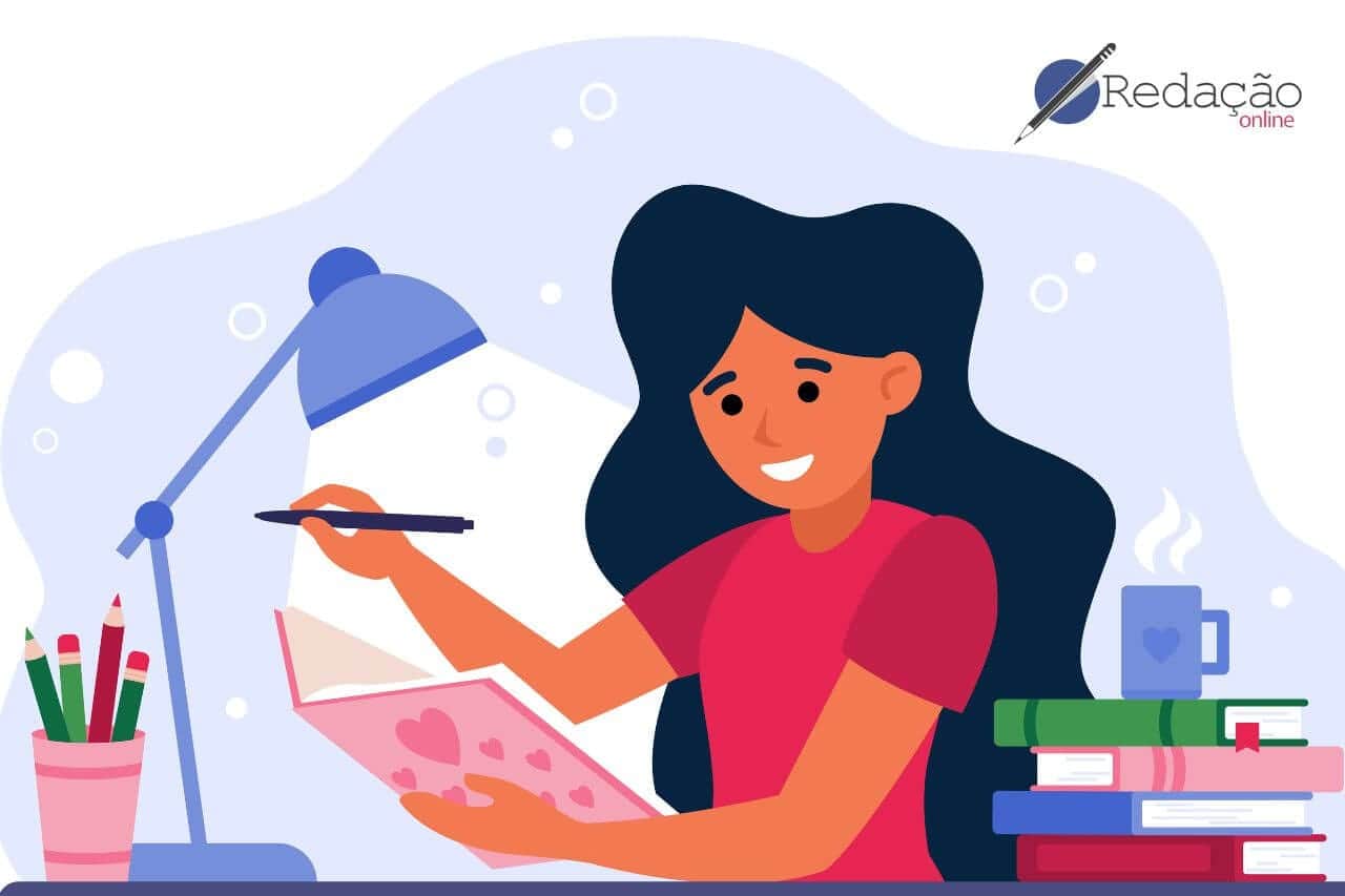 ilustração menina escrevendo