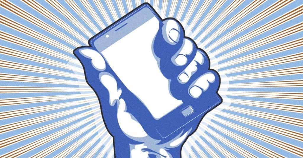 ilustração de mão segurando celular