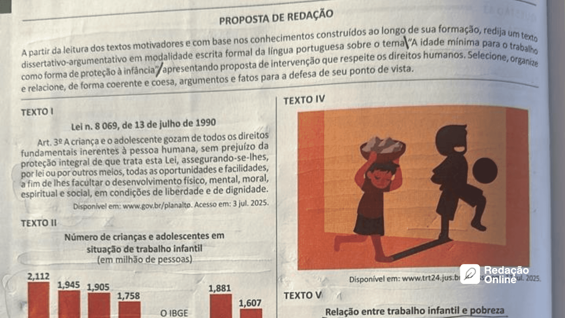 Reaplicação do ENEM 2025 e ENEM PPL: “A idade mínima para o trabalho como forma de proteção à infância” é o tema da redação